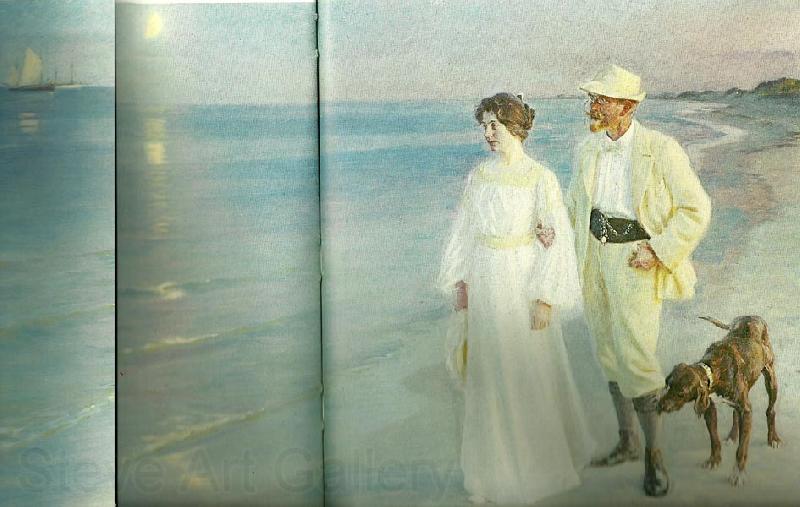 Peter Severin Kroyer sommeraften ved skagens strand, kunstneren med hustru